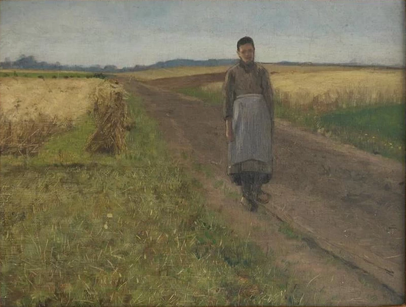 Donna bretone nel campo